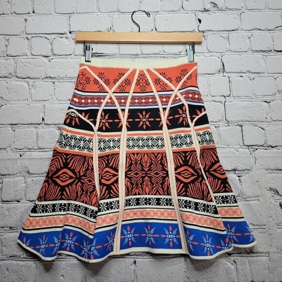 Diane Von Furstenberg Samara Desert Bands Printed Skirt Size Petite - Picture 6 of 15